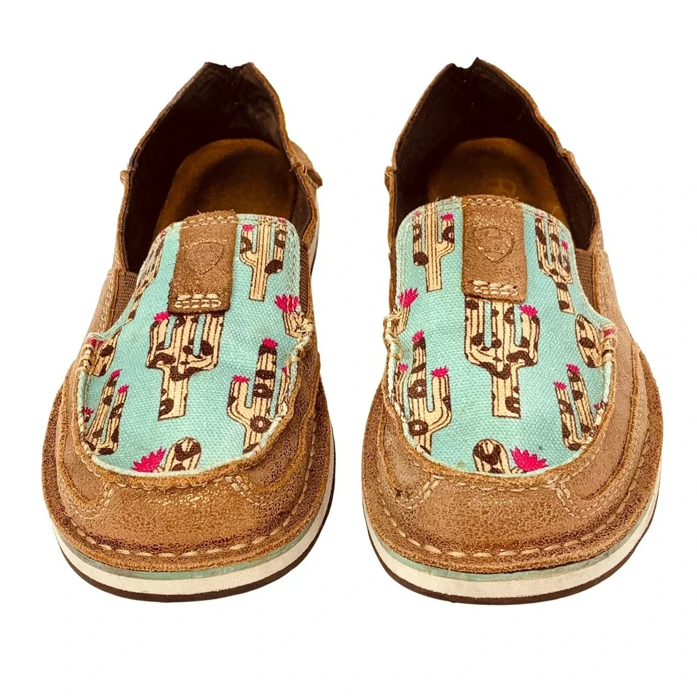 Ariat Cruiser Cactus Print Slip-On Leather Loafers Women's Size 7.5
